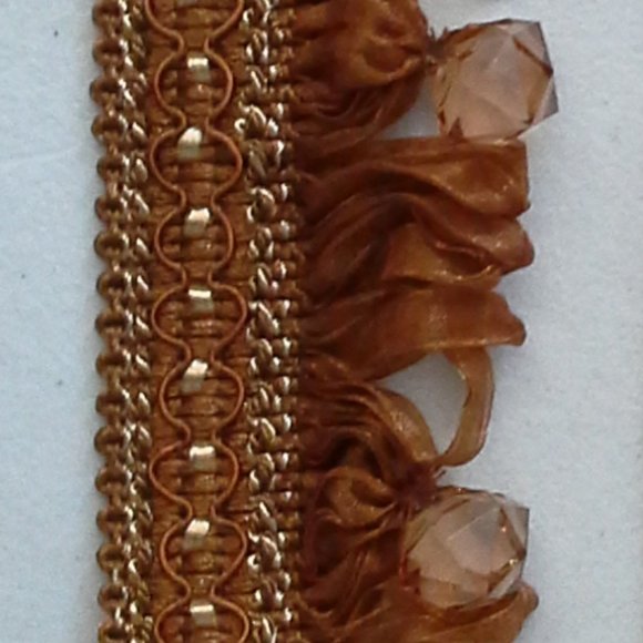 Throw Pillow with insert – Dark Gold w\ Dark Gold Beaded Ruffle Fringe 16″x14″ - Picture 5 of 5